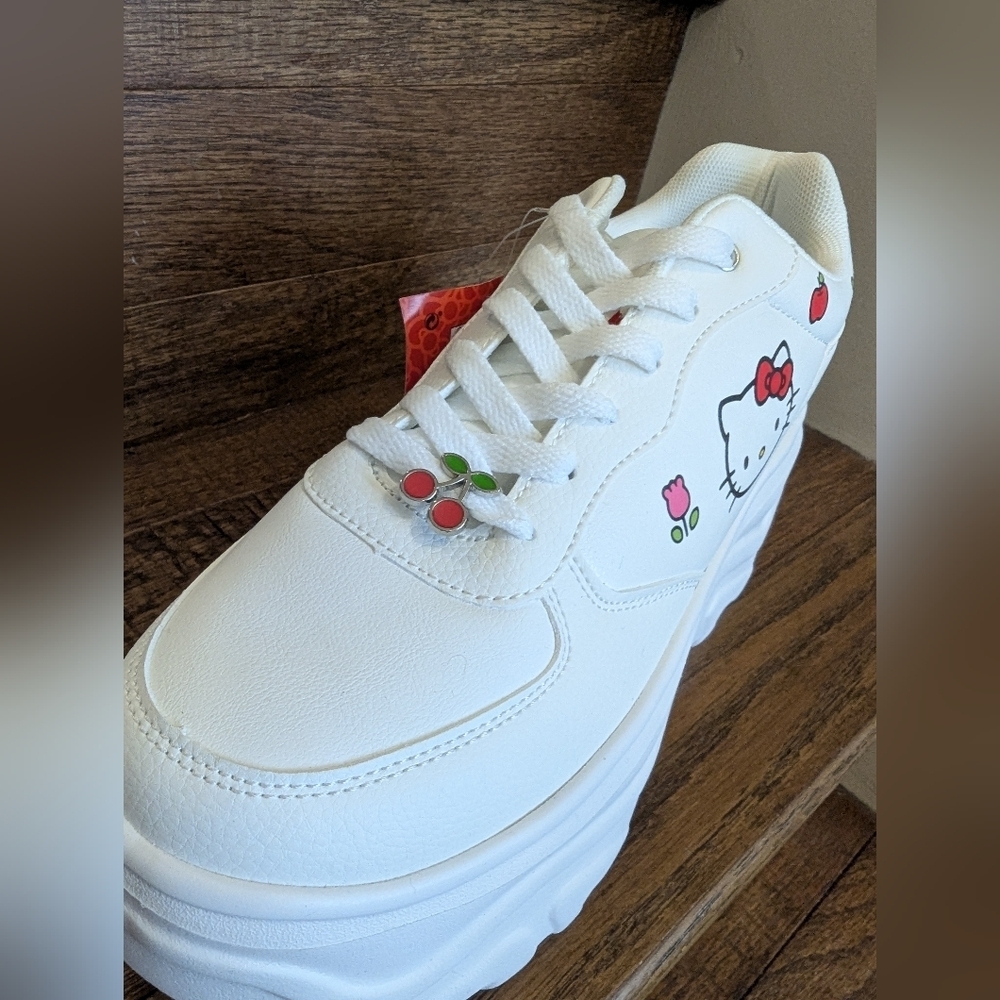 New Sanrio Hello Kitty Platform Sneakers White Woman's US 10 EU 41 From Spain - Picture 14 of 16